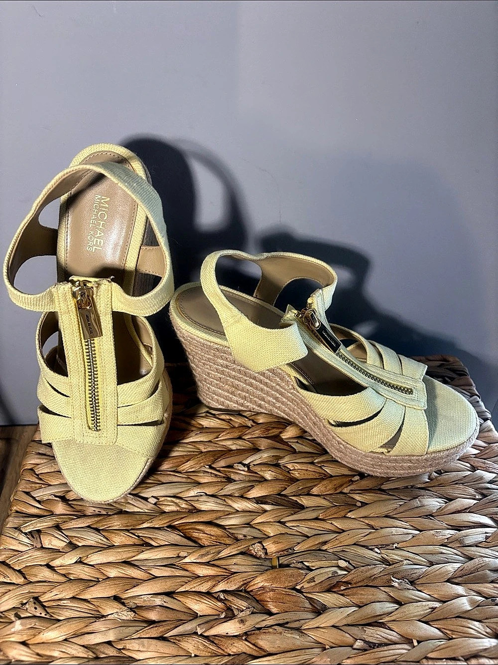 Michael Kors Berkley Espadrille Wedge Sandal Yellow US 6M